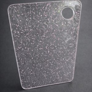 Clear Glitter Speckle Epoxy Cutting Board with Glow In Dark Pink Sparkle